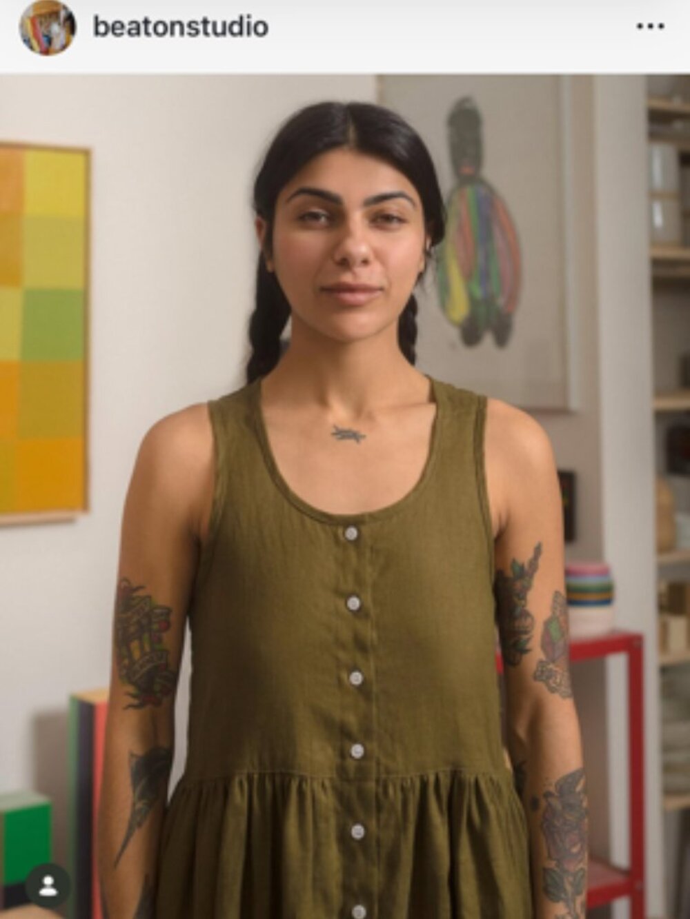 Beaton Linen Gather Dress in denim - Picture 4 of 8